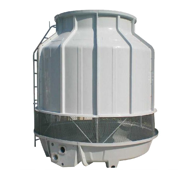 Round counterflow glass fiber cooling tower